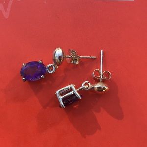 Purple Amethyst Silver Earrings 🌴